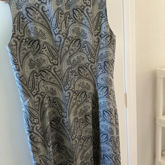 Austin Reed Vtg 90’s Sheath Paisley Mid Length Dress-Black/grey-Classic Design - Picture 5 of 9